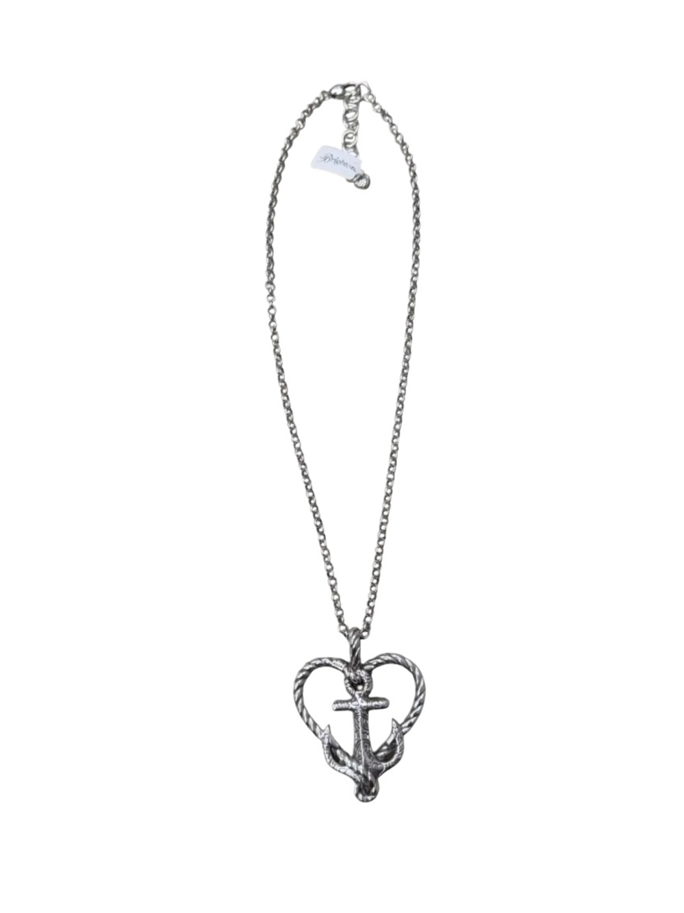 Brighton Silver Anchor Heart Pendant Chain Necklace Coastal Nautical NWT